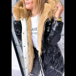 Women's Cotton Jacket, Warm, Solid Color, Glossy Zipper, Inner Fur Collar, Winter Fashion Mid Length Jacket