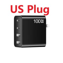 100W GaN Charger Convertible Plug Folding Pin QC3.0 USB-A Dual Type C PD Fast Charging Adapter for Notebook Mobile Phone Tablet