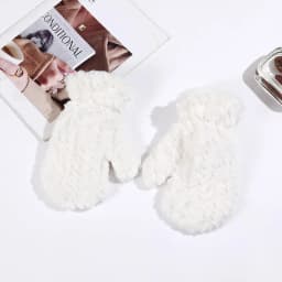 Elegant Thicken Plush Soft Winter Fingerless Gloves Women Warm Fur Mittens Cold Protection Velvet lining Outdoor Fluffy Gloves