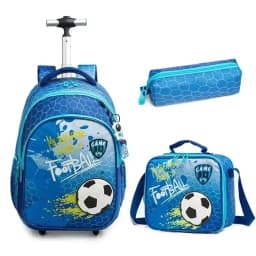 Bunnyfly 3PCS Rolling Backpack for School Kids Wheeled Backpack with Silent Wheels Lightweight Primary School Bag Durable Daypac