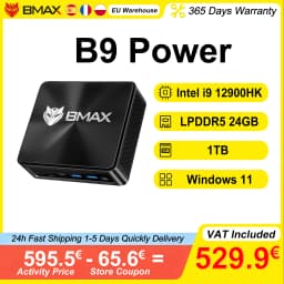 BMAX Mini PC B9 Power LPDDR5 24 GB RAM 1 TB NVMe SSD Intel Core i9 12900HK Windows 11 Supports up to 4K@60Hz