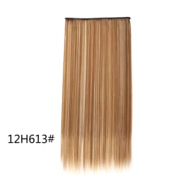 WIGSIN 60cm Synthetic Long Straight Clip In One Piece Hair Extension 5 Clips Brown Black Heat Resistant Fake Hair for Women
