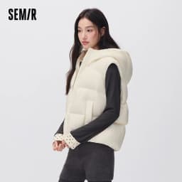Semir Women Down Vest 90 Percent Down Fill Loose Fit Water Repellent Balloon Shape Hooded Layering Versatile 2026 New