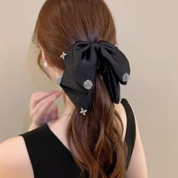 Elegant Versatile Chiffon Floral Print Bow Ponytail Clip Headwear For Women Girls Sweet Bow Ribbon Hair Clip Hair Accessories