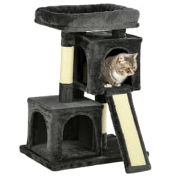 PawHut Cat Rest & Play Activity Tree w/ 2 House Perch Scratching Post