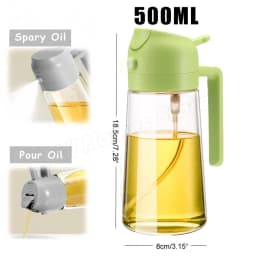 500ML 2-in-1 Dual Use Plastic Olive Oil Sprayer Dispenser Spray Pour Bottle Vinegar Mister Air Fryer BBQ Salad Kitchen Tools
