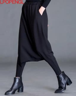 Spring New Women's Casual Cross-pants Loose Solid Color Trousers Oversized Harem Pants All-match Elastic Waist Baggy Pants Trend