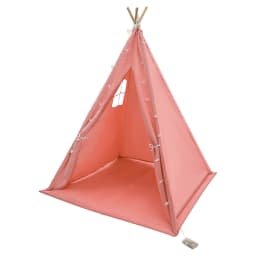 Teepee Tent for Kids – 100% Cotton and Linen Play Tent with Padded Mat & Star Lights Foldable Indoor Play Tent for Girls & Boys