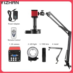 48MP 38Mp 4K 2K HDMI USB Industrial Digital Video Microscope Camera Zoom 130X C-Mount Lens LED Ring Light For Repair Soldering