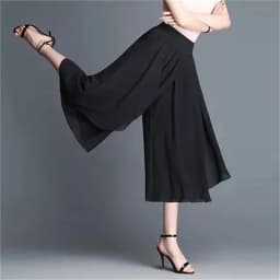 Women Chiffon Wide Leg Pants Spring Summer Thin Elastic Waist Loose All-match Lady Calf-Length Pants Fashion Skirts Pants 4XL