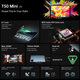 Teclast T50 Mini 8.7" Display 120Hz MTK Helio G99 8GB RAM (+12GB Virtual) 128GB ROM Android15 Tablets 4G Dual SIM Global Version