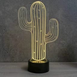 Nighdn 3D Cactus Flower Night Light Lamp Illusion Led 7 Color Changing Touch UBS Acrylic Table Desk Decoration Lamps Gifts