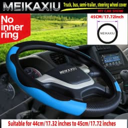 Adjustable Carbon Fiber PU Leather Steering Wheel Cover for Truck Van Bus - Multiple Sizes 40cm/42cm/45cm/47cm/50cm - Automotive