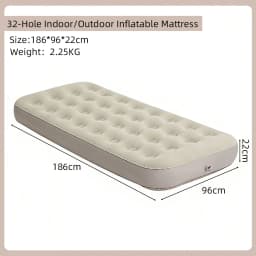 Beige Flocked Inflatable Mattress Portable Air Bed for Home Camping Travel Guest Room