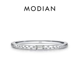 MODIAN 925 Sterling Silver Irregular Cross Line Concave And Convex Metal Texture Rings For Women Fashion Gold Color Fine Jewelry