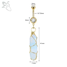 ZS 1 PC Cute Shell Pendant Belly Button Ring Moonstone Drop Belly Rings 14G Stainless Steel Summer Flower Navel Piercing Jewelry