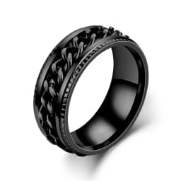 Anxiety Relaxing Ring For Men Spinner Fidgets Rings Stainless Steel Rotate Freely Chain Joint Ring Accessories Anillos De Hombre