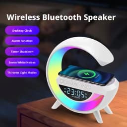 New Bluetooth Speaker Wireless Charger Table Lamp RGB Alarm Clock Sound Box LED Portable Mini Party Loudspeaker