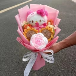 Genuine Hellokitty Kuromi Cinnamoroll Plush Dolls With Artificial Flowers Bouquets Christmas Valentine Graduation Birthday Gifts