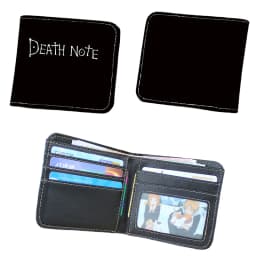Death Note Anime Black PU Leather Short Wallet with Card Holders Zipper Pocket for Boys Girls Gift