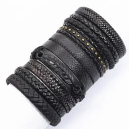 Black Handmade 10 Pcs/set Design Men Bracelets Male Women Leather Bracelets Men Bangle Wholesale Jewelry