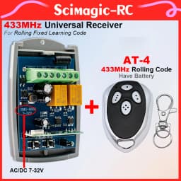433MHz Universal Garage Door Receiver and ALUTECH AT-4 Rolling Code Remote Control Matching 2CH AC DC 7-32V 220V Rf Relay Switch