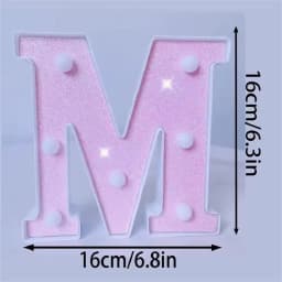1PC 16cm Pink Glitter LED Letter&Number Lights Battery Powered Decorative Lights For Wedding,Proposal,Birthday,Party,Photo Props