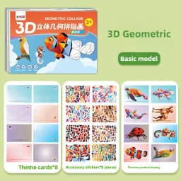 3D Animal Jigsaw Puzzle Stickers 3D Geometric Sticker Puzzle Kit for Focus Creativity DIY Art Gifts for Kids Educational