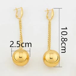 Gold Plated Round Bead Earrings for Women Simple Circle Ball Dangles Earrings Female Fashion Jewelry Accessories Birthday Gifts