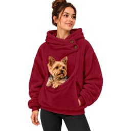 Women Casual Plush Solid Color Pet Pocket Half Zipper Hoodless Sweatshirt Funny Pullover Polyester Sweatshirt Women