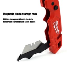 Milwaukee FASTBACK Series, 6-in-1 Folding Multifunctional Knife, Blade Angle Less Than 60°, Folding Blade Storage, Art Knife