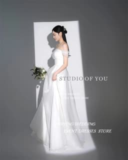 SPRAYING Off Shoulder Korea Wedding Dresses Strapless Organza A Line Bridal Gown Elegant Long Women Photo Shoot Customized 2025