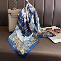 Luxury Brand 2025 Chain Print Square Silk Scarf for Women Hijab Hair Bands 70cm Neckerchief Female Satin Shawl Ribbon Headband