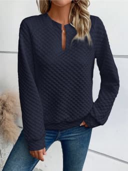 Casual Patchwork Slim Fit Commuter Hoodie with V Neck Regular Sleeve Long Sleeve Women Sweatshirt Autumn Mid Length No Hood