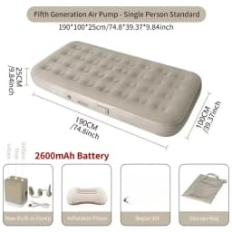 New Air Mattress Built-in Pump Self-inflating Mat Cushion Outdoor Tent Inflatable Bed Double Sleeping Pad for Camping or Indoor