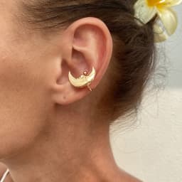 KunJoe 1 Pair Sun Moon C-Shaped Ear Clips Earrings for Womeb Hip Hop Geometric Non Piercing Earrings Ear-Cuff Summer Jewelry