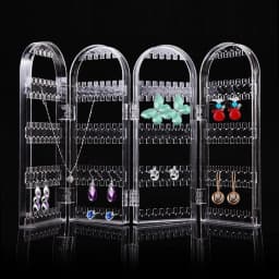 60 to 360 holes Plastic Earrings Studs Display Rack Folding Screen Earring Jewelry Display Stand Holder Storage For Stud