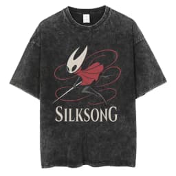 Washed Vintage Game Hollow Knight Double Sided Print T-shirt Men Women Fashion Casual T-shirts Oversized Short Sleeve T Shirts
