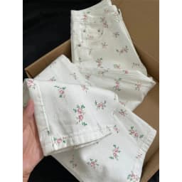 Broken Flower Straight Jeans Women's Spring Summer New Thin Loose Cover Casual Wide Leg Wide Leg Pants High Waist Female Jeans