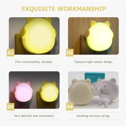 2pc Night Lights Plug into Wall Auto Dusk to Dawn Sensor Earphone Bear Cute LED Nightlight For Kids Nursery Bedroom Decoration