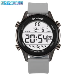 SYNOKE Men Outdoor Sports Multifunctional Waterproof Large Screen Display Luminous LED Digital For Men Fashion Silicon Watch
