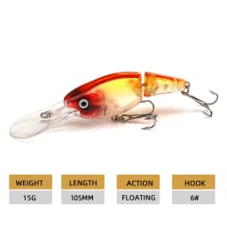 Agoie Deep Diving Crankbaits Jointed Swimbait For Bass Fishing 105mm 15g Floating Wobblers With Rattles For Pike Fishing Lure