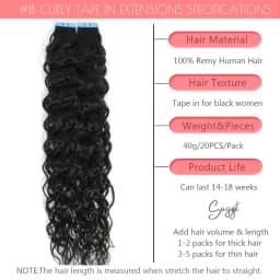 Tape In Human Hair Extensions Water Wave Invisible Seamless Curly Tape In Hair Extensions Tape in Curly Human Hair 12-26Inch