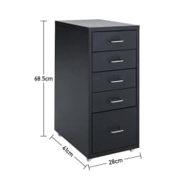 Office Metal Vertical File Cabinet with 5 Drawers on Wheels Storage Cabinet Bedroom Office Study Furniture
