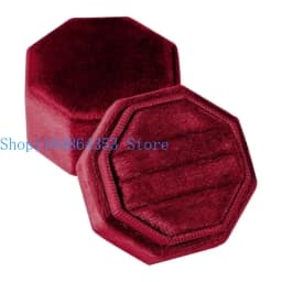 Octagonal Velvets Rings Box for Three Rings Soft Flannel Engagement Display Case Flannel Jewelry Organizers for Rings
