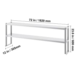 SucceBuy Stainless Steel kitchen worktable Overshelf with Height Adjustable Overshelf Prep Work Table for Kitchen Restaurant