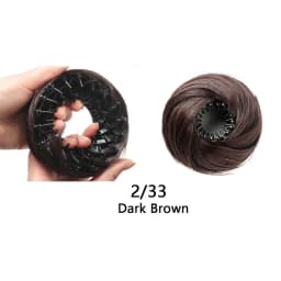 1PC Synthetic Hair Bun With Circle Elastic Clips Straight Donut Updo Hair Wig Bird's Nest Shaped Retractable Bun for Women