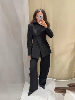 Casual Black Blazer Pants Set Women Full Sleeve Button Closed Waist Long Straight Solid Pant Sets Female 2026 Spring Lady Suits