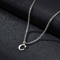 Vnox Simple A-Z Letter Necklace for Men, Waterproof Stainless Steel 26 Letters Pendant Necklace,Men’s Minimal Initial Necklace