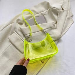Pvc Shoulder Bag Versatile Women'S Underarm Bag Candy Color Handbag Transparent Fashion Shoulder Bag For Dating Commuting